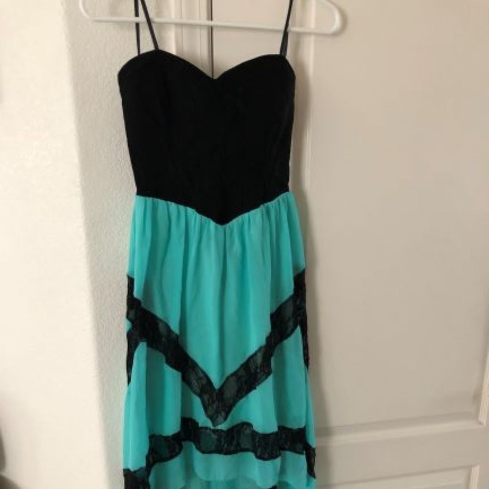 Jodi Kristopher Strapless Turquoise / Black Dress